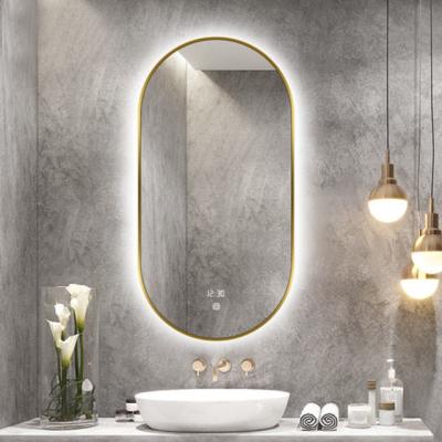 China Factory Wholesale Luminous Around Hotel Wall Mounted Bath Touch Decorative Bathroom With Demister Switch Light Led Mirror for sale