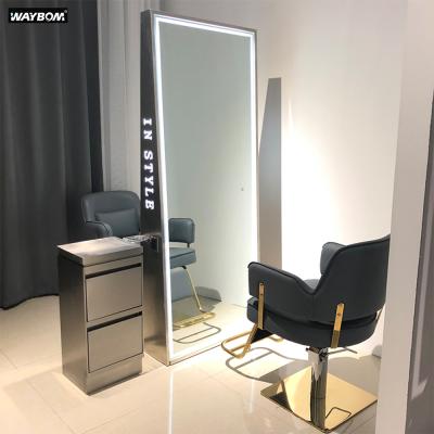 China Minimalist Comic Beauty Aid Simple Design Led Lighting Self Hair Salon Mirror for sale