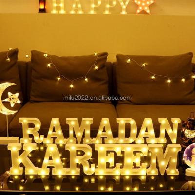 China Home Decor RAMADAN KAREEM Wall Table Night String Battery Led Lights Ramadan Letters Decorations Marquee Sign Alphabet for sale