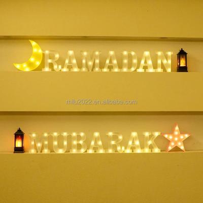 China Home Decor RAMADAN MUBARAK LED Letters Wall Table Battery Operated Night String Lights Ramadan Letters Decorations Marquee Sign Alphabet for sale