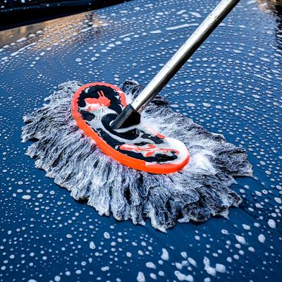 China New Design Family Long Handle Microfiber Telescopic Car Dust Duster Car Wash Brush Wax Cleaning Mop for sale