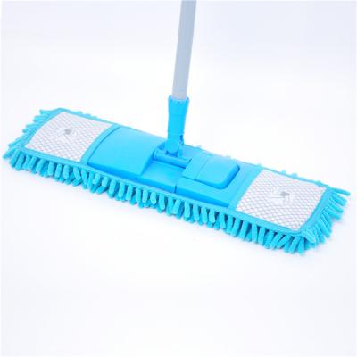 China Sustainable Microfiber Folding Washable Flat Mop , Adjustable Ceiling Cleaning Telescopic Flat Mop Handle House Broom for sale