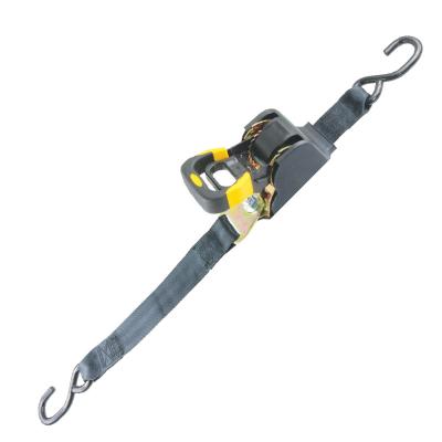 China Wholesale Patented Function Retractable 1 Inch Heavy Duty Strap Lashing Automatic Retractable Link Down Belt Strap J-Hook Ratchet Strap for sale