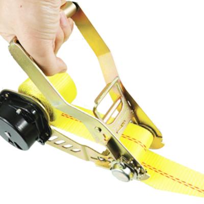 China Patented Retractable Function Truck Trailer Link Down Handle Ratchet Buckle Stainless Steel Finger Heavy Duty Cargo Lashing Strap for sale