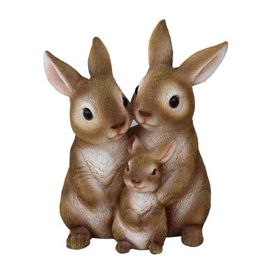 China Europe Farm Animal Statue Ornaments Family Rabbit Realistic Hand Painted Resin Wholesale for sale