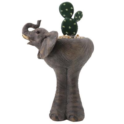 China Decorative Europe Resin Animal Flower Pots, Polyresin Stone Elephant Animal Planter for sale