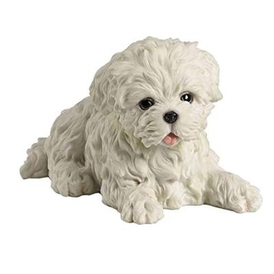 China Europe Wholesale Custom Design Vivid Maltese Dog Statue, Cute Decor Animal Puppy Home Statue Dog Figurines for sale