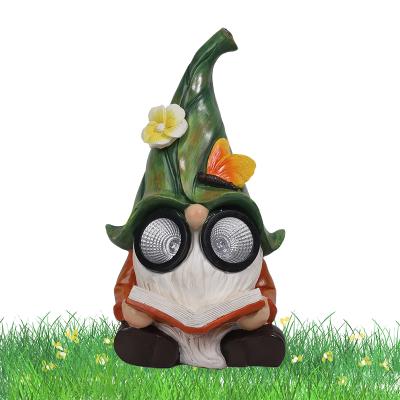 China Europe garden decor solar light resin, custom cute elf solar lamp ornaments resin statue for sale