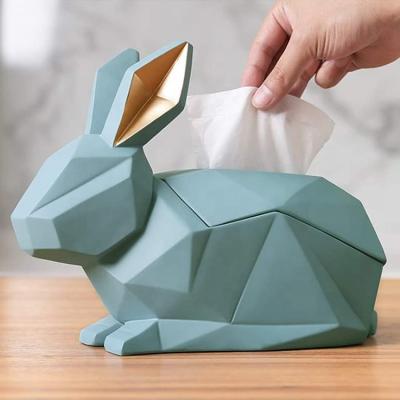 China Wholesale Minimalist Home Decor Living Room Geometric Nordic Resin Rabbit Tissue Box for sale