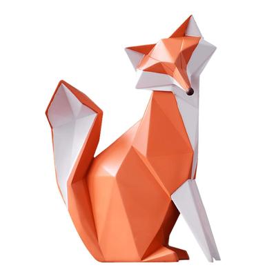 China Europe resin fox statue sculpture handmade geometric home decor table figurine for sale