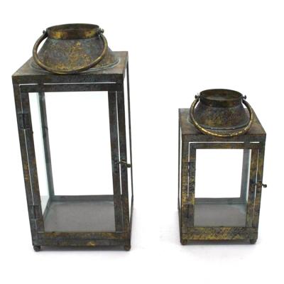 China Wholesale Home Decoration Garden Hanging Cheap Metal Lanterns, Rustic Outdoor Decoration Metal Lantern for sale