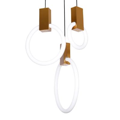 China Modern simple gold lamp gold simple head ring restaurant chandelier bedside bedroom Nordic long-range small pendant light for sale