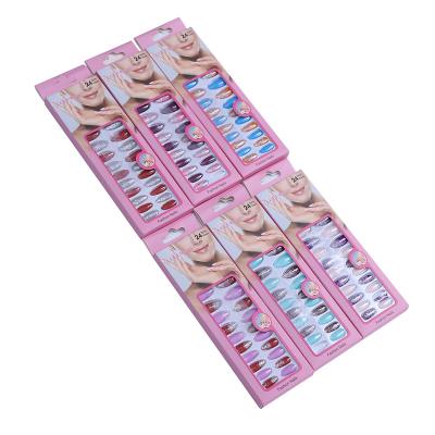 China Customers Requirements 24pcs/Set With Sticker Rainbow Ballerina Full Cover Press On Nail Art Tips Artificial Long Coffin Designed Press On Nails for sale