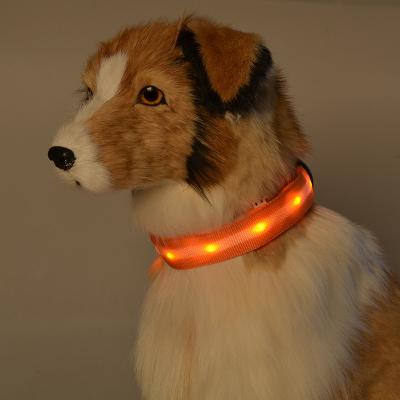 China Viable Nylon Pet Accessories Led Flashing Dog Collar Glowing In The Dark With Door To Door Delivery for sale