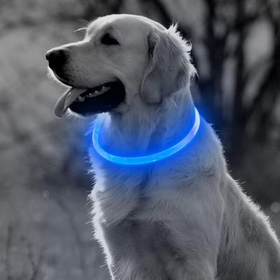 China BOSI LED Lights Dog Collar Light USB Rechargeable Light Up Puppy Collar, Cuttable Glowing TPU Dog Collar for Small Medium Large Dogs for sale