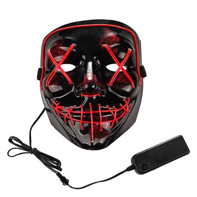 China Custom PVC EL Wire Plastic Mask LED Party Purge Flashing Neon Mask For Halloween for sale