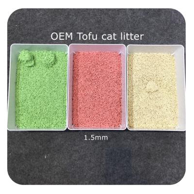 China Factory Supply Viable OEM Nature Toilet Cat Litter Quick Bunching Tofu 1.5mm for sale