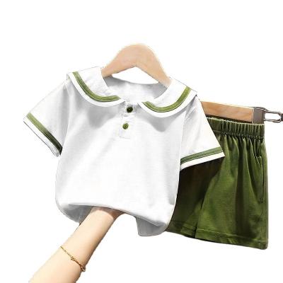 China Preppy Style Fa Style Baby Hot Preppy Suit Fashion Preppy Style Sets O-neck Twin Set Pullover T-shirt And Shorts Suits Sports Casual Summer for sale