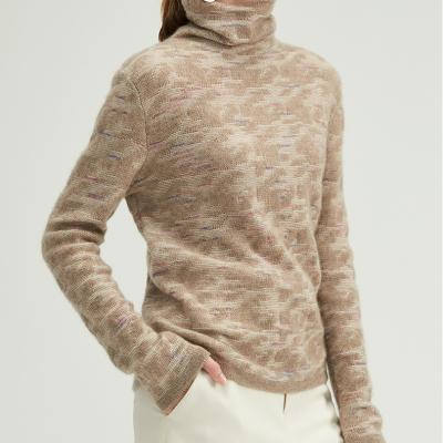 China R20721032 Anti-wrinkle women posing small-neck cashmere sweater pullover mock neck jacquard pattern for sale