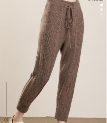 China 100% Wool Anti-static Fashion Cashmere Custom Long Yoga Women Knit Pants Soft Pants for sale