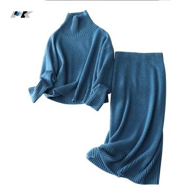 China Anti-wrinkle OEM high quality two-piece sweater cheap casual women dress cashmere sweater for sale