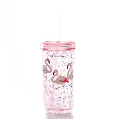 China Casual Customize Bpa Frosty Sipper Double Wall 16oz Plastic Tea Cold Water Cooler Drink Cups for sale