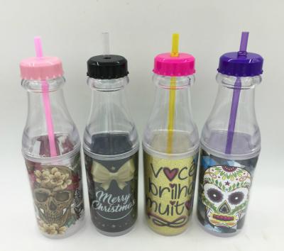 China 16oz Straw Juice Bottle Drink Bottle BPA Free Eco Viable Wholesale Plastic Water Bottle for sale