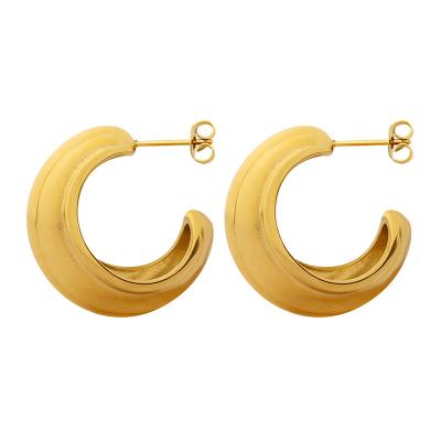 China FASHIONABLE European and American minimalist c-shaped jewelry stainless steel earrings F229 gold Christmas earrings 18K for sale