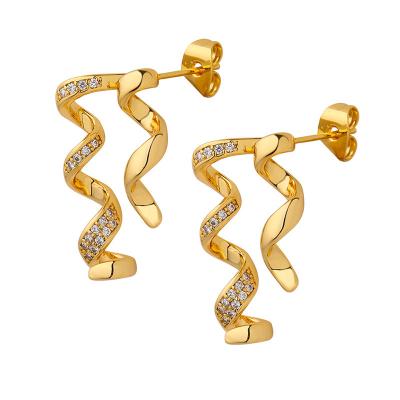 China European and American FASHIONABLE Stylish High End Earrings and Soft Geometric Zircon Inlaid Earrings Stainless Steel Jewelry for sale