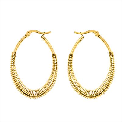 China TRENDY U-shaped jewelry stainless steel gold earrings 18K retro European and American high-end spring earrings for sale