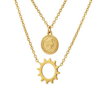 China TRENDY INS European and American Pendant Necklace 18K Gold Clavicle Chain Stainless Steel Jewelry for sale