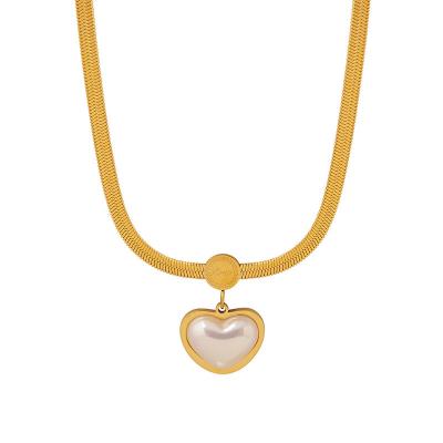 China FASHIONABLE French heart-shaped colorful jewelry pearl necklace temperament personality fashion style stainless steel for sale