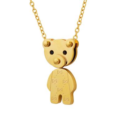 China FASHIONABLE Cute Cute Bear Pendant Necklace Female Zircon Clavicle Chain Jewelry Stainless Steel Inlaid Jewelry for sale