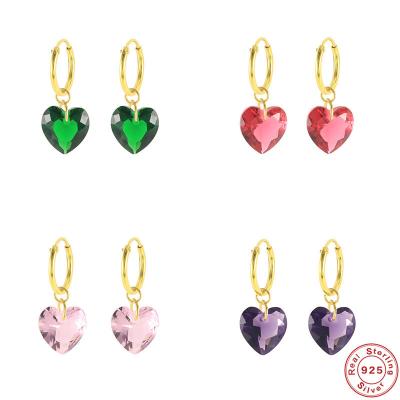 China Fashionable creative and luxurious fine jewelry earrings in S925 Sterling Silver and heart-shaped crystal, ideal gift choice for sale