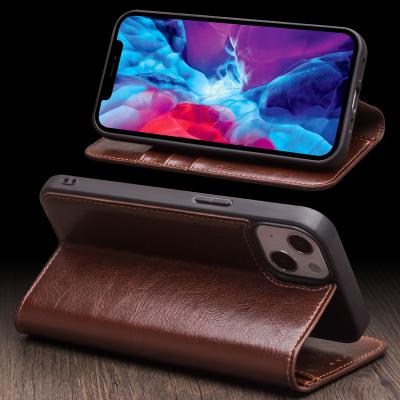 China QIALINO Shockproof Brand Handmade Flip Cover Genuine Leather Phone Case For iPhone 13 Pro Max for sale