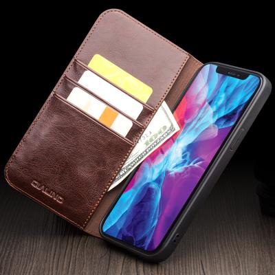 China QIALINO High Quality Handmade Shockproof Full Grain Leather Mobile Phone Case For iPhone 13 Pro Max for sale