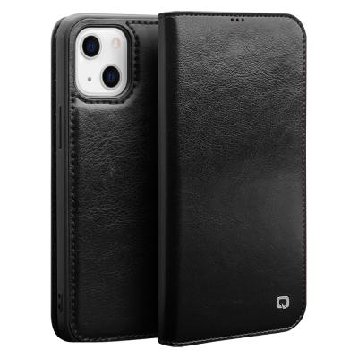 China 2021 QIALINO Shockproof Brand Luxury Full Grain Leather Mobile Case For Apple iPhone 13 Pro Max Phone Cover for sale