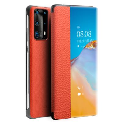 China 2020 QIALINO Fashionable Hot Design Handmade Leather Smart Case For Huawei P40 Pro for sale