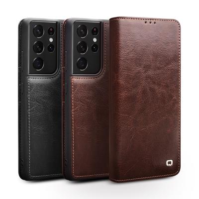 China QIALINO Wallet Ultra Thin Brand New Vending Machine Genuine Leather Case For Samsung Galaxy S21 Plus for sale