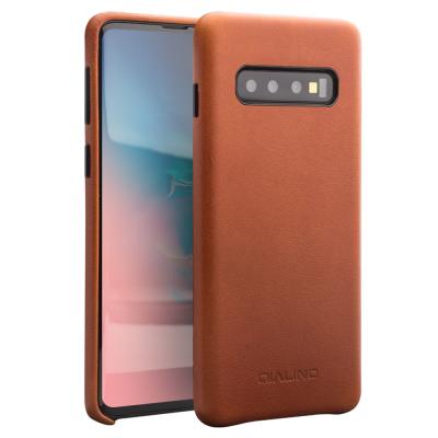 China QIALINO Ultra Thin Stylish Leather Slim Back Cover For Samsung Galaxy S10+ Plus Case for sale