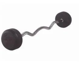 China Rubber Coated Cast Iron Curl Rubber Fixed Barbell Sets 20kg for sale