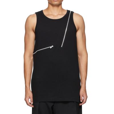 China Street Wear Breathable OEM Cotton Tank Top Sleeveless Zipper Material In All Tank Tops Mens for sale