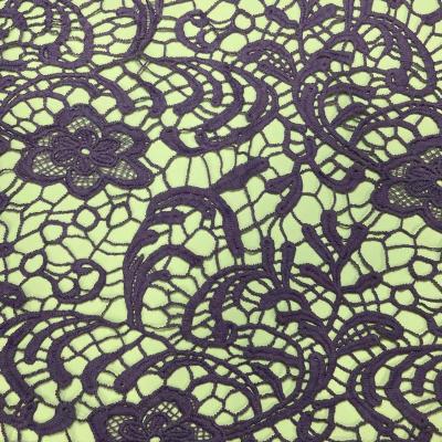 China Flower water soluble milk silk yarns crochet guipure lace fabric for women dress trim crochet embroidery lace for dress for sale