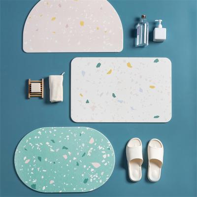 China Durable Rust Resistant Mat Fast Drying Shower Mat Diatomaceous Earth Absorbent Printing Bathroom Floor Mat for sale