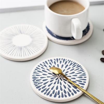 China Sustainable Custom Stone Cute Decorative Diatomite Mug Coaster For Eco - Friendly Beverage for sale