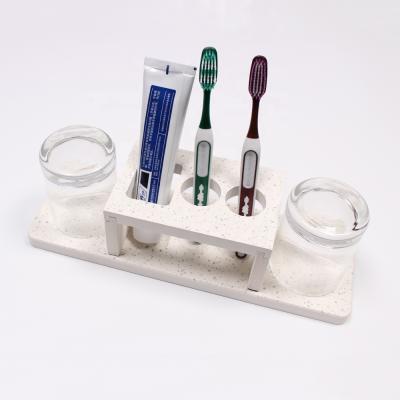 China Sustainable Decorative Bathroom Storage Organizer Fast Drying Diatomite Toothbrush And Toothpaste Holder for sale