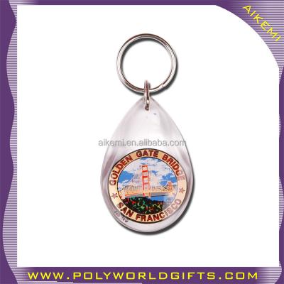 China Europe Water Dropping Shaped Printed Acrylic Key Chain, Souvenir Custom Blank Acrylic Key Chain, Promotion Gift Clear Plastic Key Chain for sale