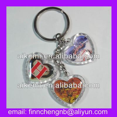 China Africa promotion gift 3pcs assemble plastic custom cheap keychains, OEM make plastic key chain, digital photoclear plastic keychains for sale