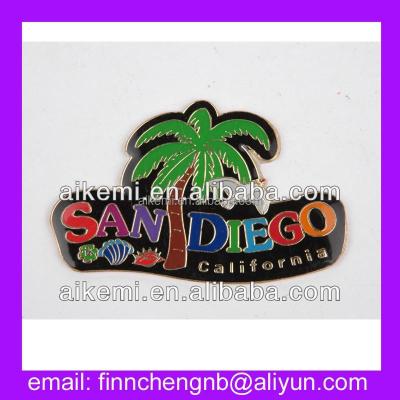 China Promotional Custom USA San Diego Metal Fridge Magnet, Permanent Metal Souvenir Fridge Magnet, Palm Tree Design Metal Fridge Magnet for sale