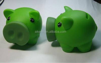 China Promotion souvenir gift high quality green color promotional piggy bank, plastic piggy bank, kids plastic piggy banks for sale